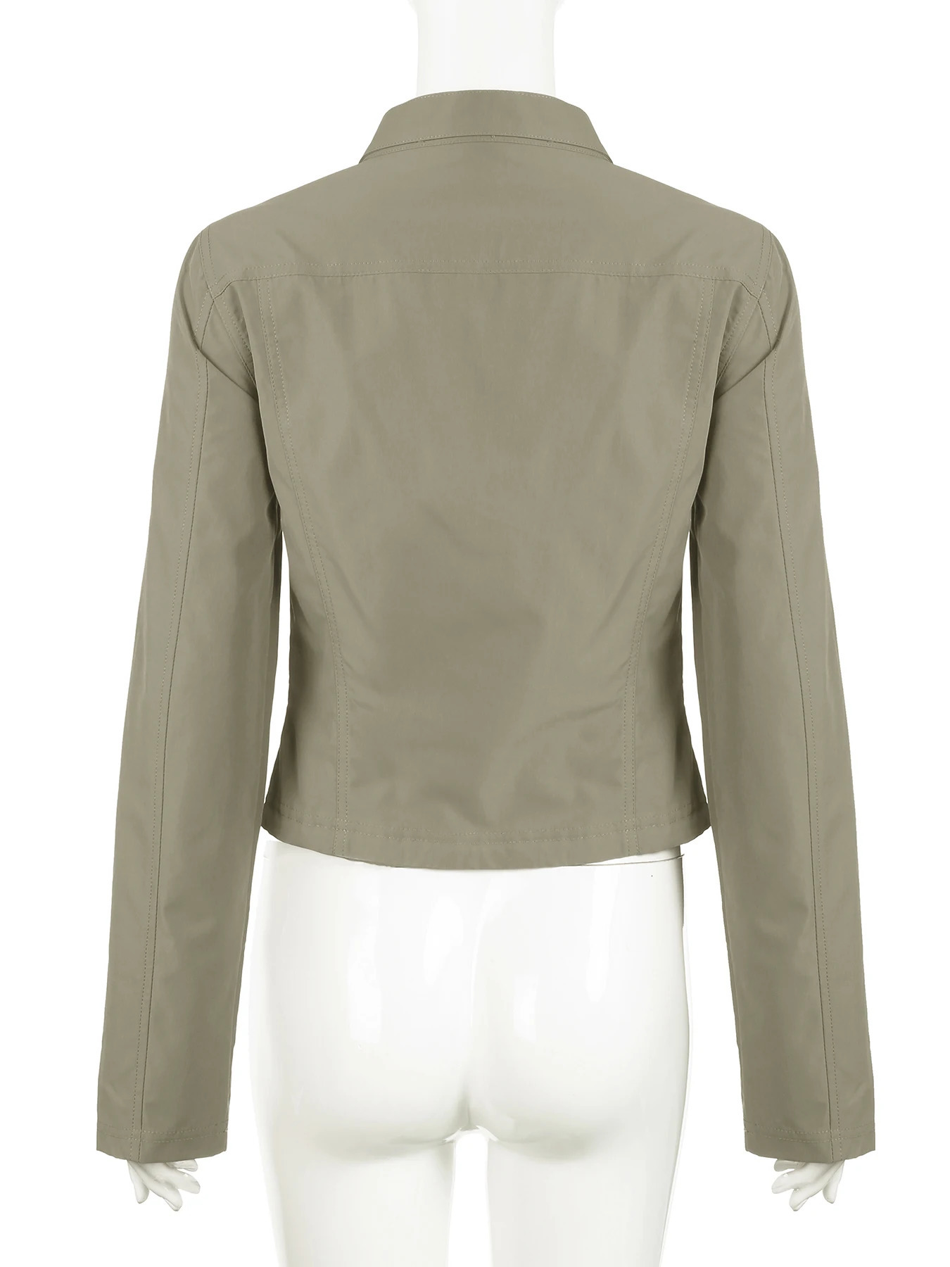 IAMSURE Safari Style Big Pockets Zipper Jackets Casual Solid Turtleneck Long Sleeve Coats Women 2 Autumn Winter Fashion Lady 250811