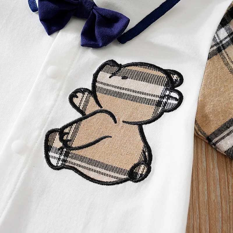Newborn Clothes Gentleman Bear Embroidered Cotton Comfortable 0-18 Boys And Girls Spring And Autumn Long Sleeved Baby Jumpsuit Z250811
