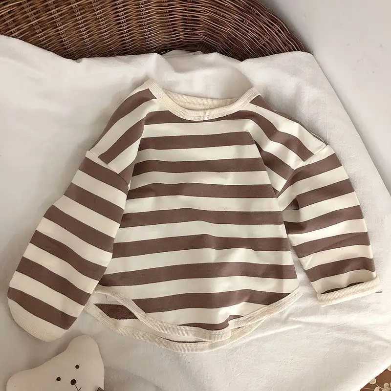 Spring Kids Striped Long Sleeves T-shirt Toddler Girl Loose Bottoming Shirt Boy Baby Casual Tops Fashion Children Cotton Tees Z250811