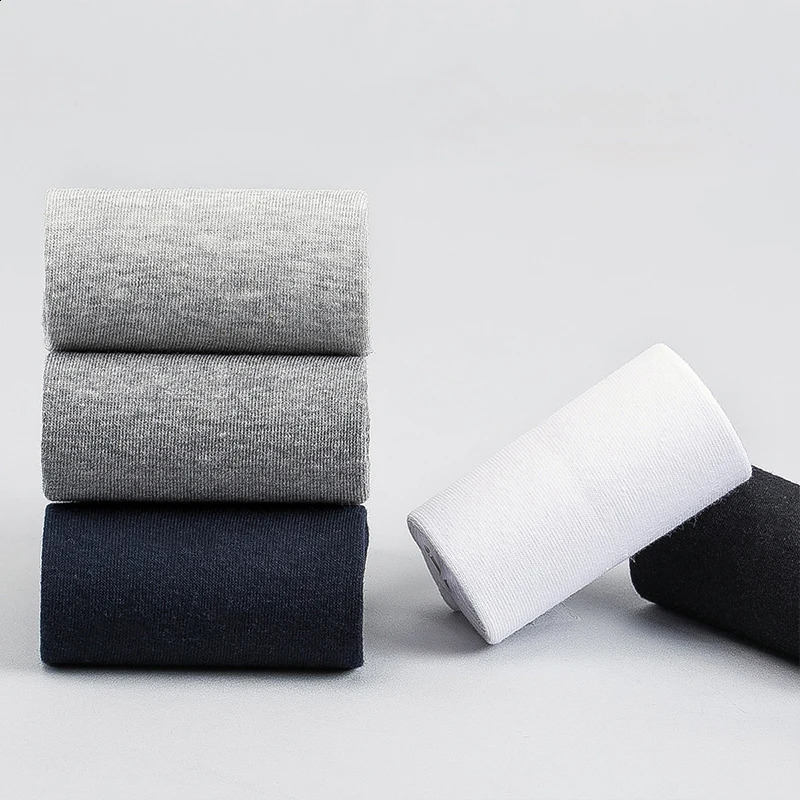 HSS 510 Pairs Mens Cotton Blend Socks Black Business Men Soft Breathable Summer Winter for Male Plus Size 6514 250805