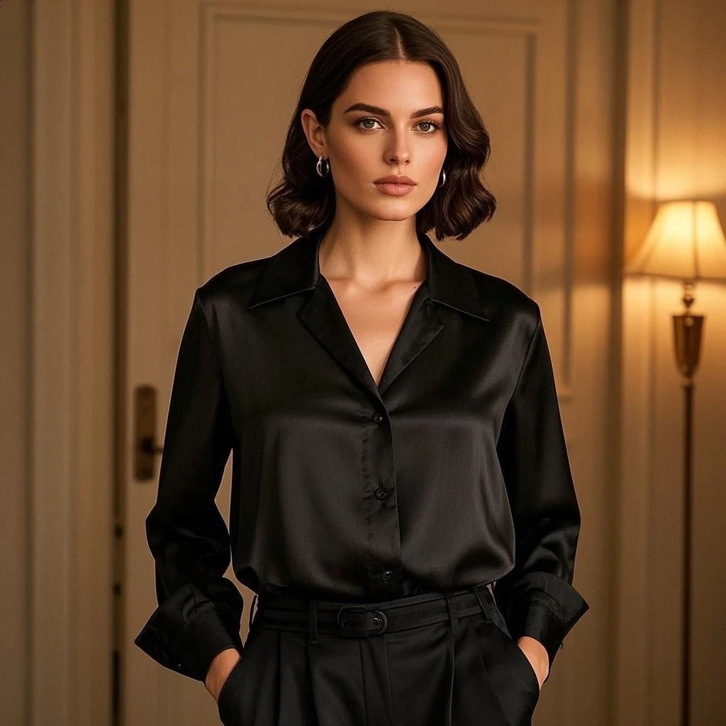 Korean Chic Office Ladys Satin Shirts Matching Elegant Female Blouse 2025 Summer In Womens Blouses Trend Tops 250808