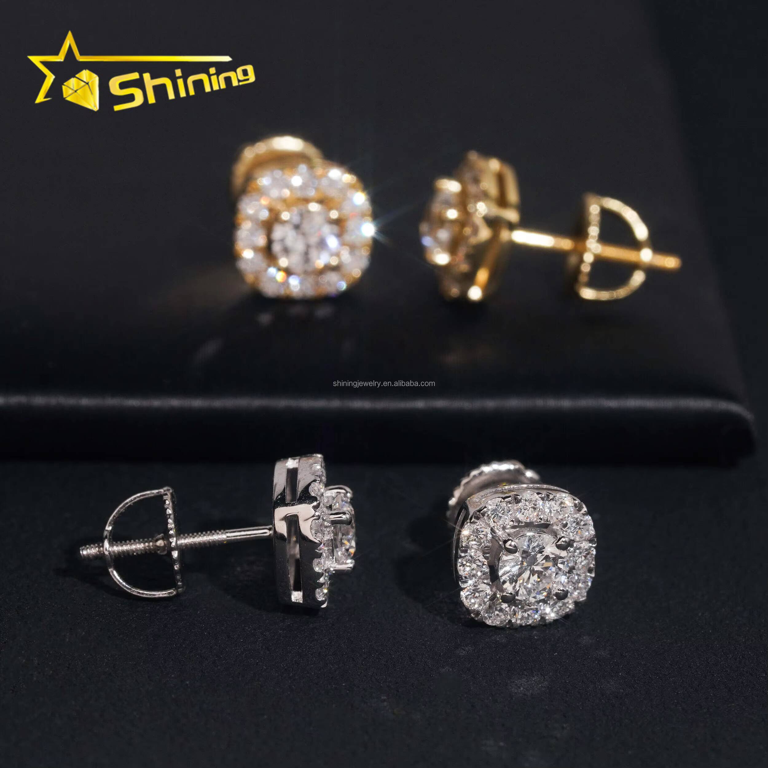 New Arrivals Fire Jewelry Stock Stud Earring Lab Grown Diamond Hip Hop Iced Out 925 Solid Silver Fashion Stud Earrings Women Men