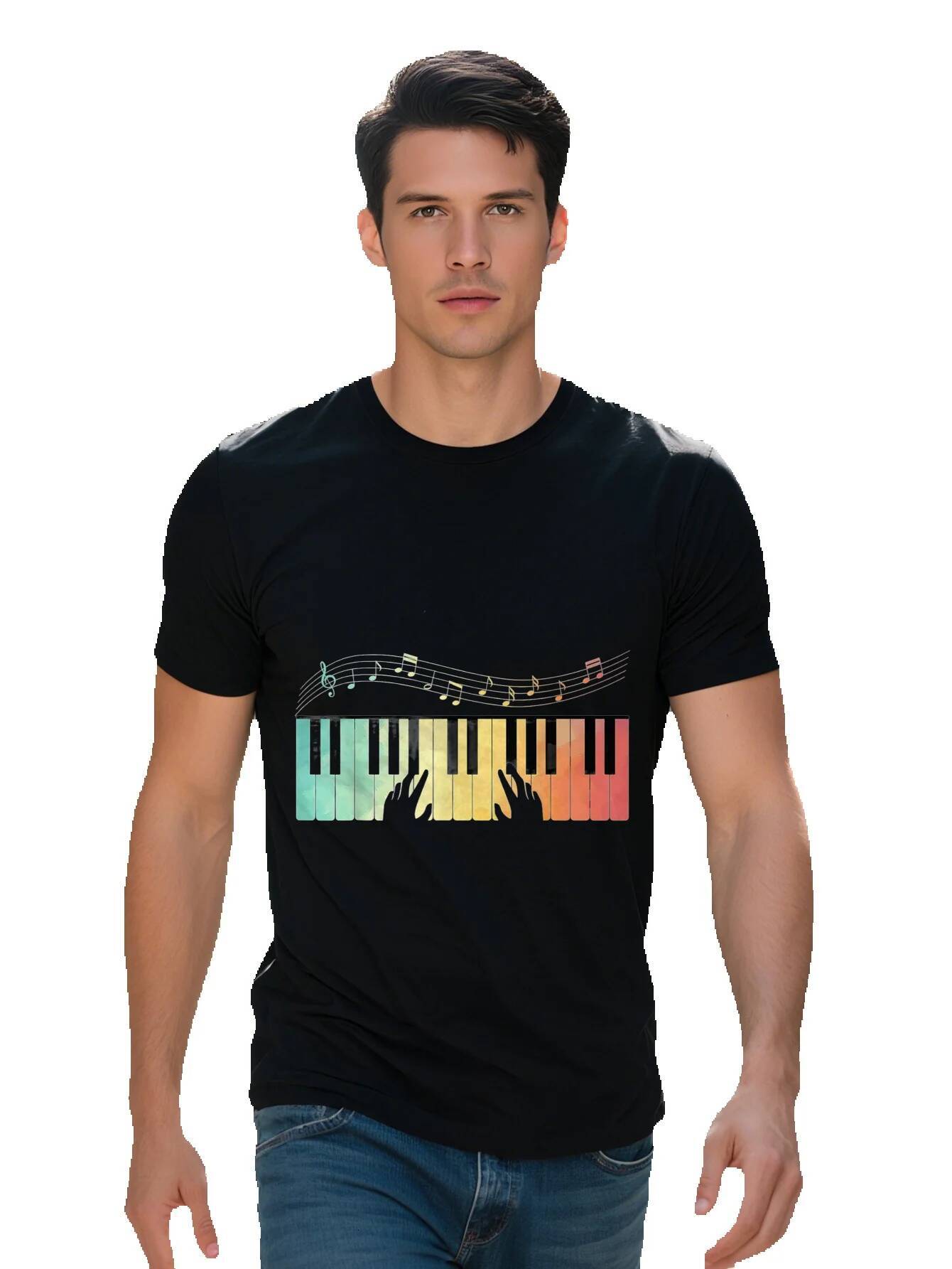 Men S g Cotton Player Pianist Musician Piano Keyboard Musical Notes T-shirt 82c8b