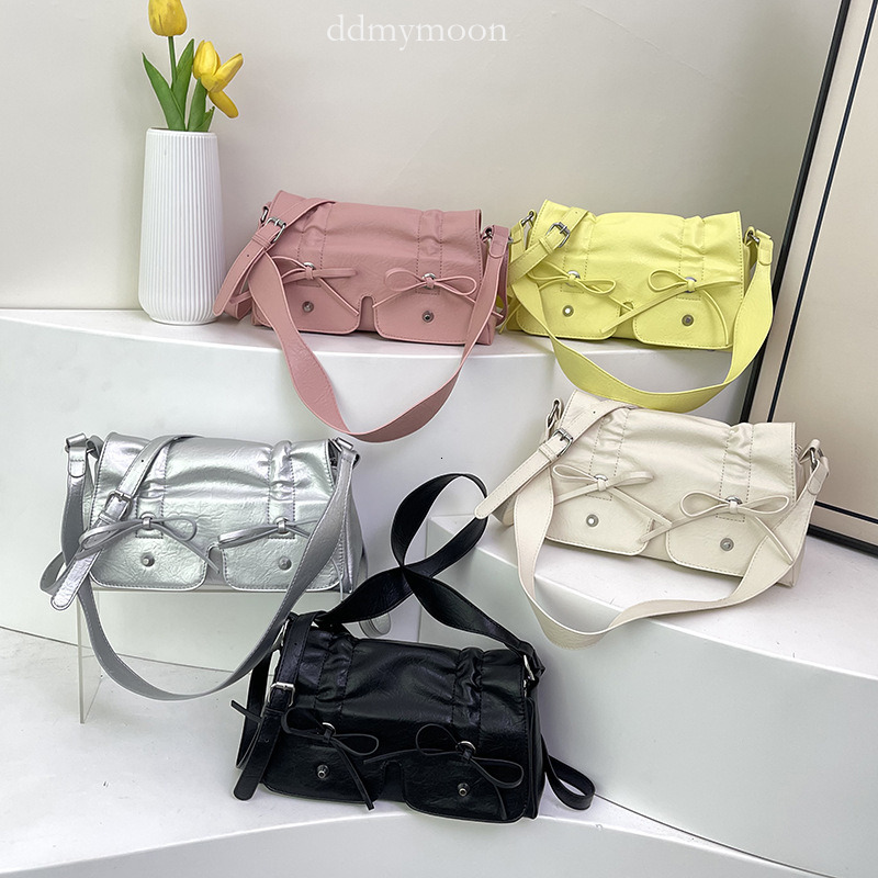 Korean Style Ruched Bow Underarm for Women 2025 Summer Fashion Multi-Pocket Versatile Casual Shoulder Crossbody Bag ddmymoon