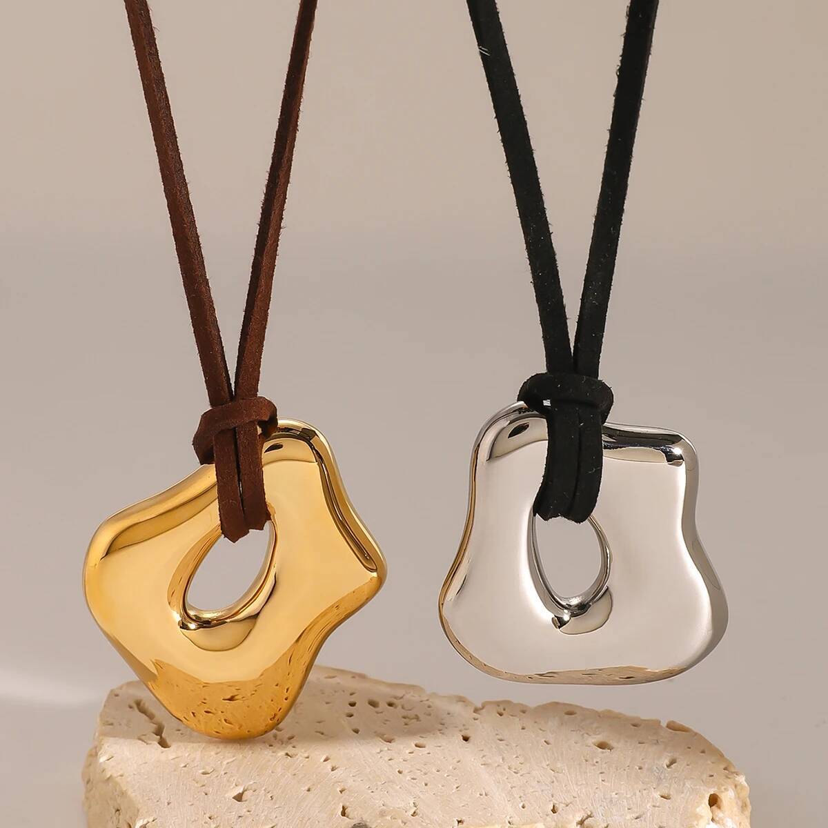 Youthway Trendy Stainless Steel Waterproof Irregular Geometric Metal Wax Rope Necklace Gold Sier For Women Jewelry Gift Jewelry for Women