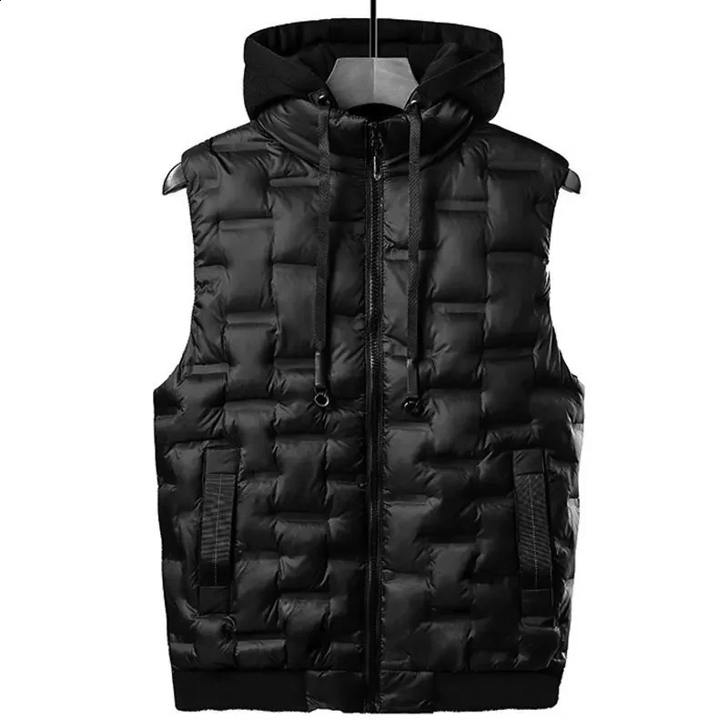 Down Vests Men Casual Waistcoat Sleeveless Jackets Male Hooded Vest Fashion Vests Korean Sell Mens Winter Vest 250804
