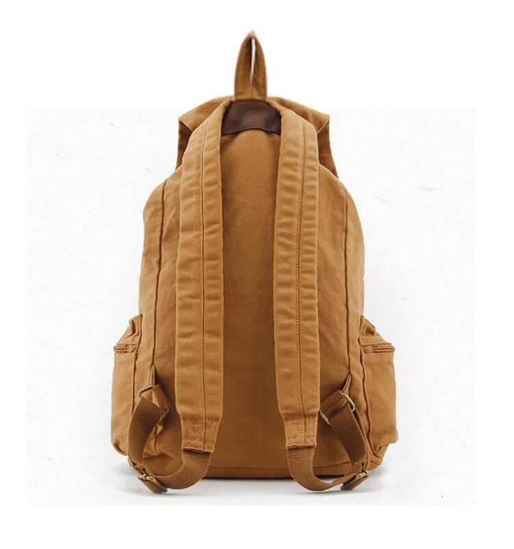 Fashion Vintage Leather military Canvas Backpack Men School Bag drawstring backpack Women Bagpack male Rucksack Teenager mochila high-quality