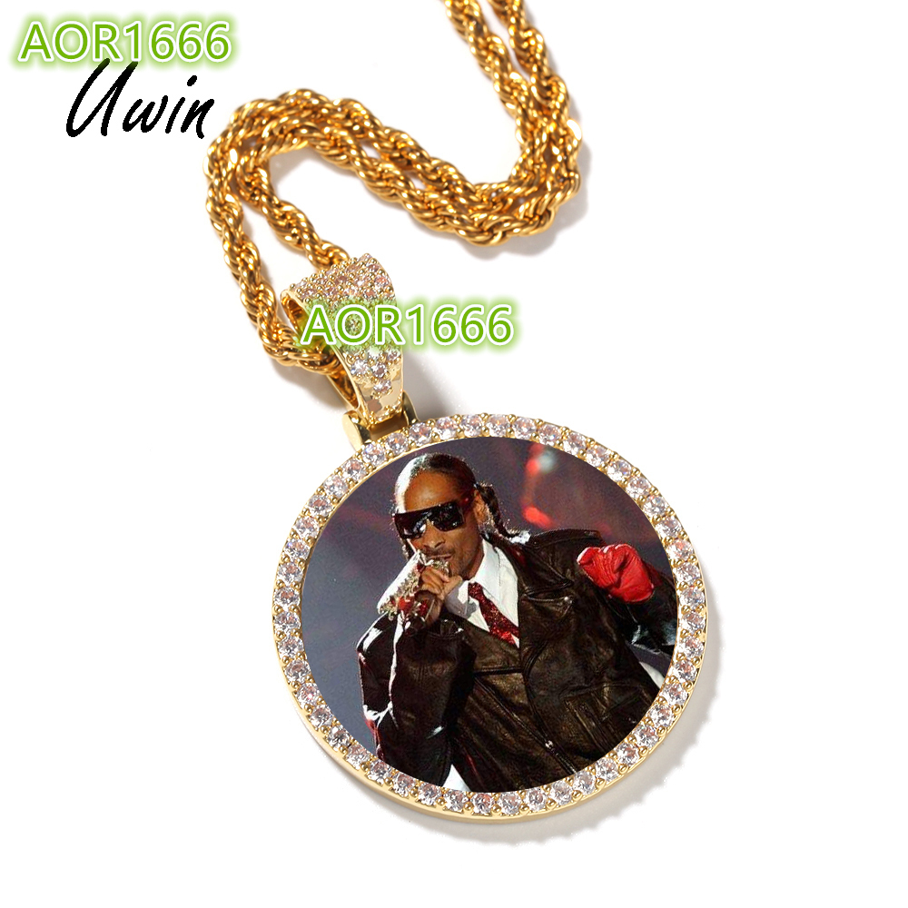 Hip Hop Ice DIY Photo Frame Diamond Pendant Custom Photo Pendant Necklace Personalized Jewelry for Male and Female Rappers