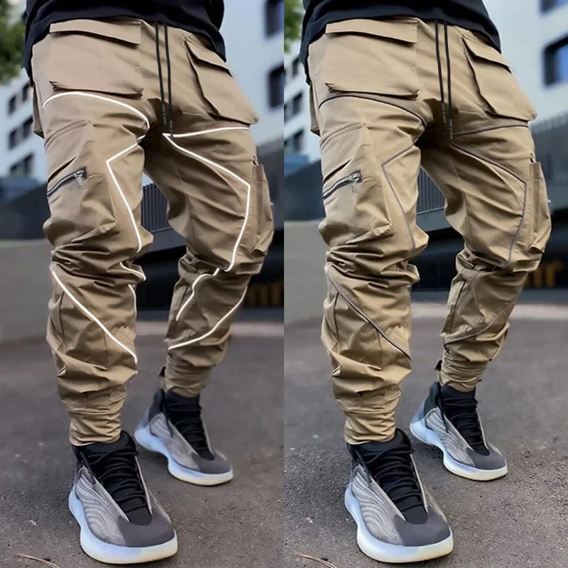 Mens Gym Cargo Pants Hip Hop Multi-pocket Fitness Sweatpants Jogging Trousers Man Casual Streetwear Sports Joggers Trackpant 250805