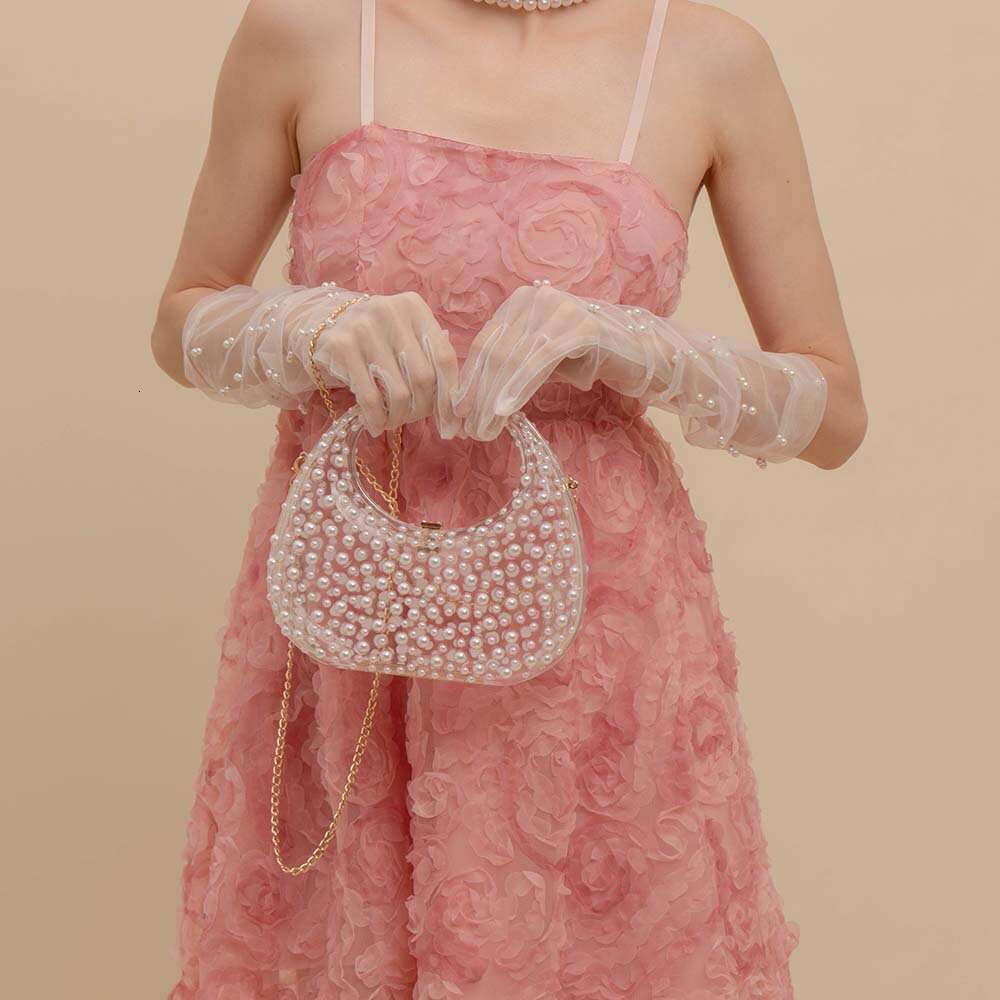 New Transparent Fashion Trend Handheld Acrylic Pearl Simple Evening Clutch Bag for Women