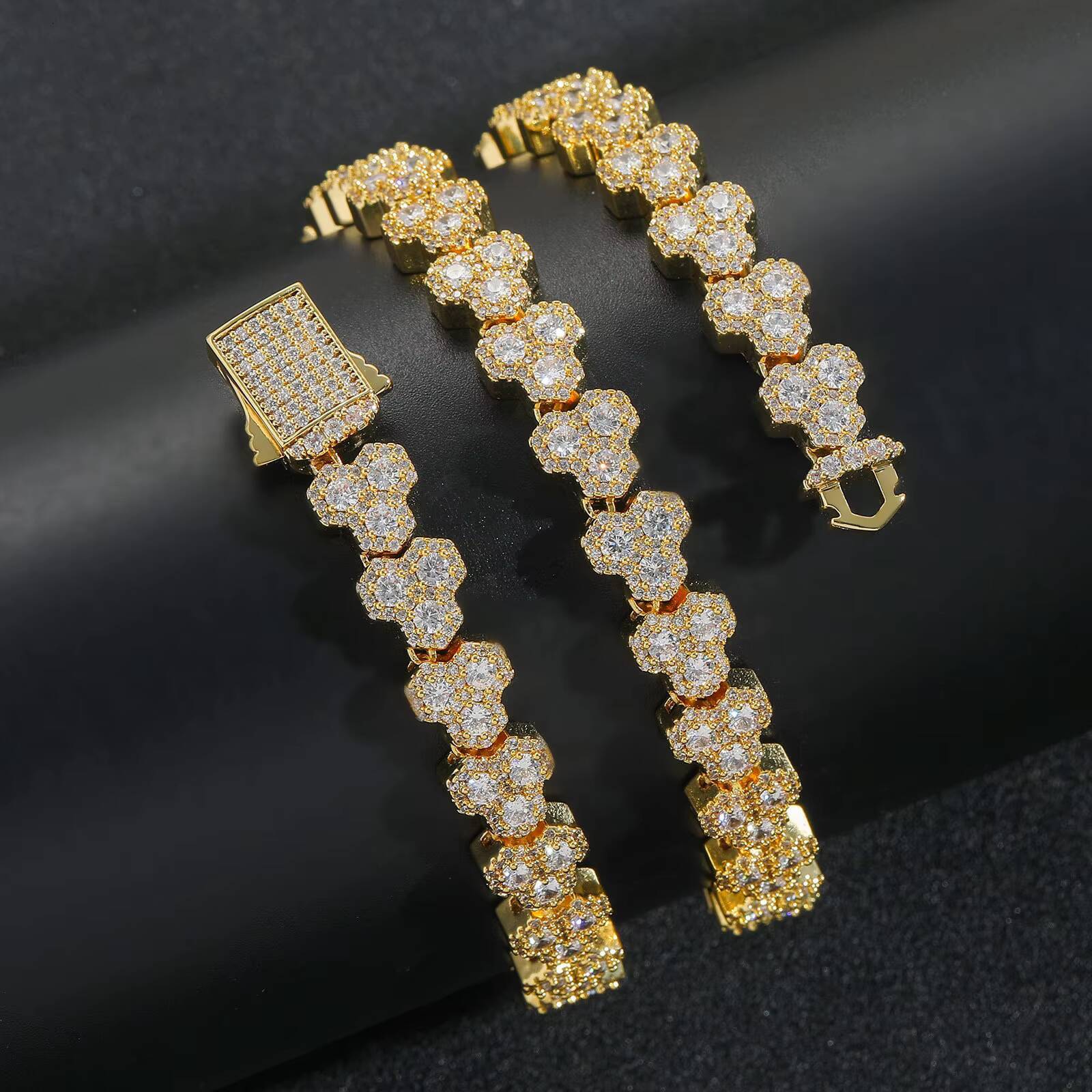 Hip Hop Geometric Tennis Necklace Wholesale; Fine Quality Gold and Silver Cuban Necklace; Moissanite Jewelry Necklace; Anniversary