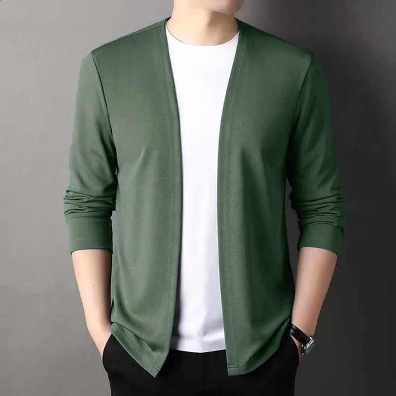Slim Cardigan Spring and Autum Thin Outwear Casual Long-Sleeved Trendyy Versatile Mens Fashion Solid Color Slim Autum Cardigan Mens Clothing 250805
