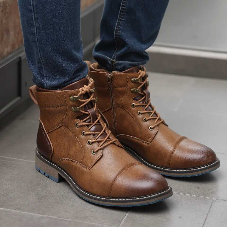 American Style Men Boots Brand Fashion Comfortable Ankle Boots Leather #607 W250811