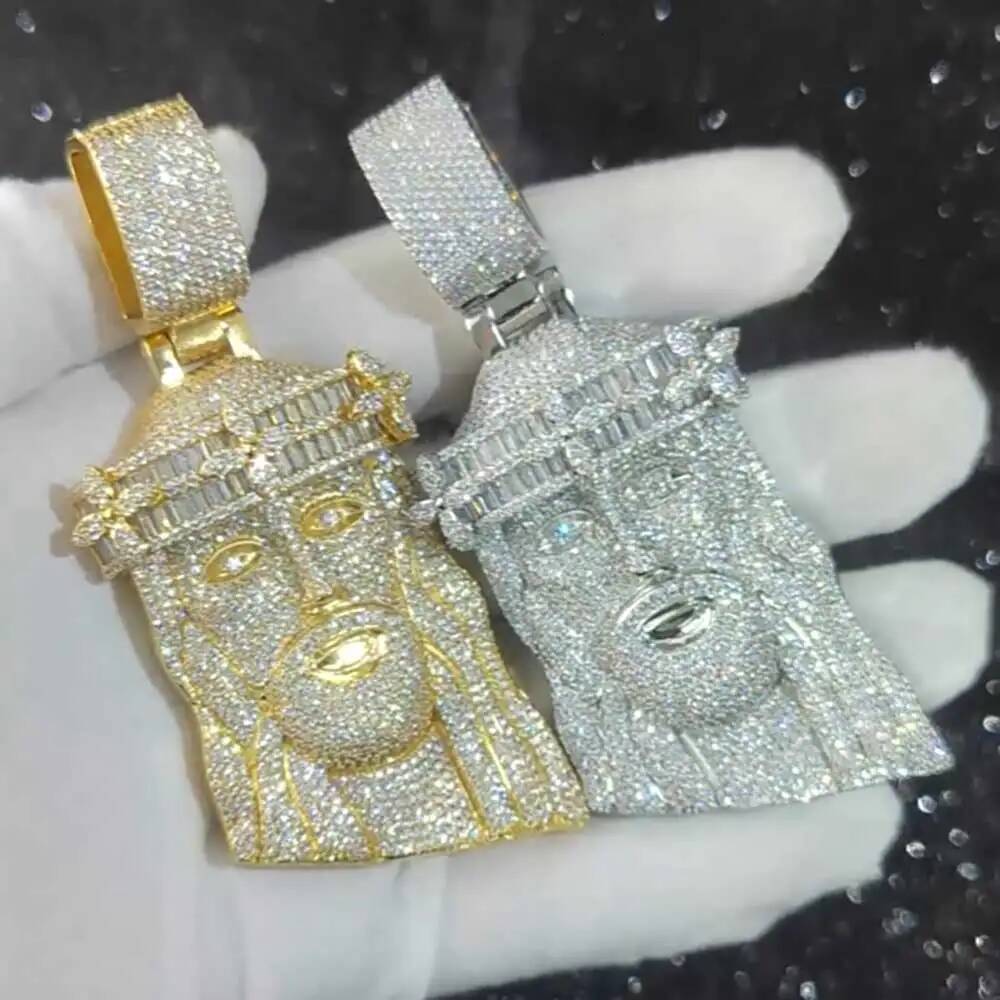 Hip Hop Style Bling Iced Out Diamond Jesus Pendant Jewelry Gold/Silver Plated Jesus Religious Christian Faith Pendant For Gift
