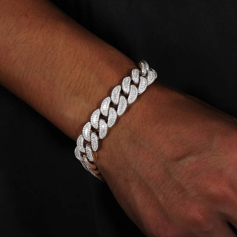 TUHE High Quality New 14mm Cuban Link Necklace Men Mossanite Sterling Silver 925 Chains Necklaces Hip Hop Jewelry