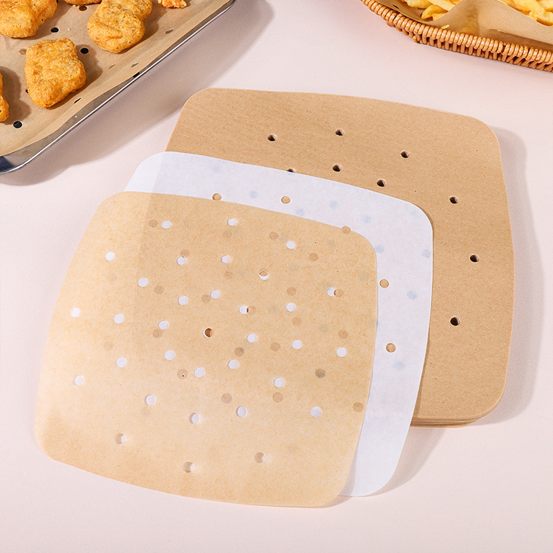 100 sheets of steamer paper air fryer paper square silicone oil paper baking paper thickened food grade oil absorption and antistick