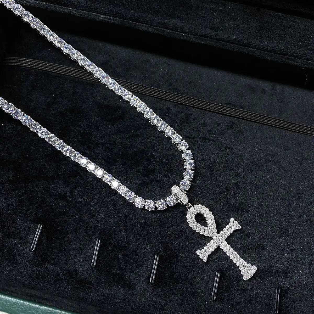 925 Sterling Silver Pendant D-color Moissanite VVS1 European and American Hip-hop Style Full Stone Inlaid Moissanite