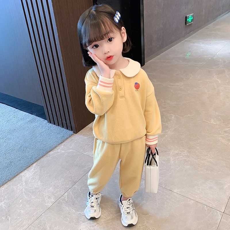 Girls Spring Outfit Set Long Sleeves Collars Tops Ankle Cuffs Two-Piece Set That Sweet Cute Fashion Spring Autumn Baby Clothes Z250811