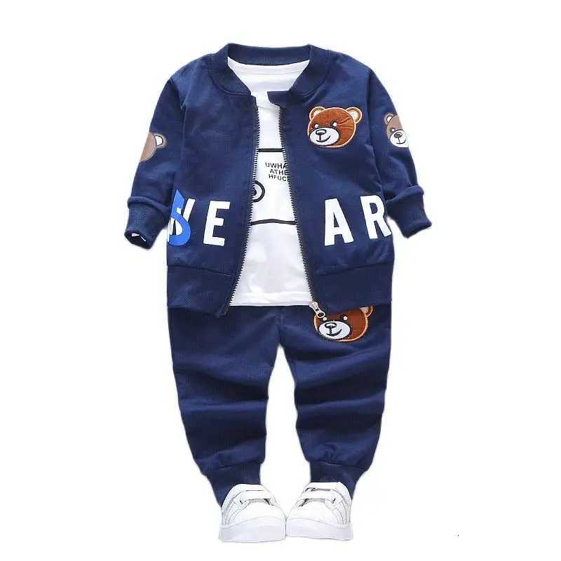 Boys Clothing Sets Children Fashion Bear Baby T-shirt Vest Coat And Pants Suit 2pcs Outfits Kids Sport Suit for 1-4 years Z250811