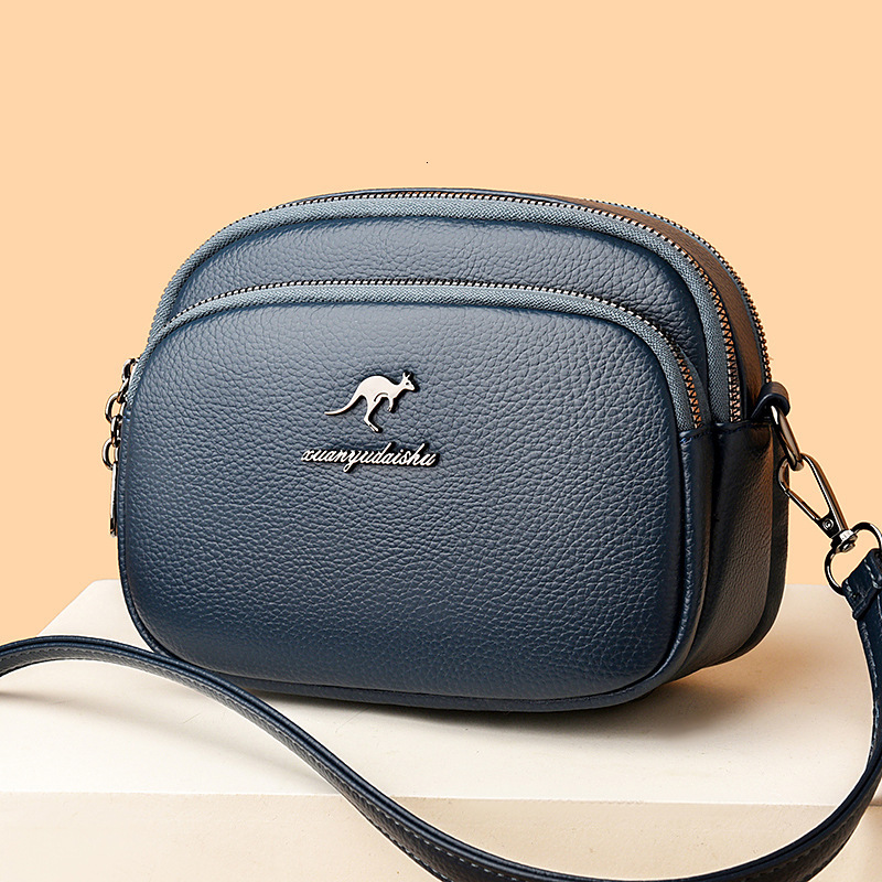 Hot Selling Soft Leather Three-Layer Crossbody Women 2025 New Fashion Simple Shoulder Small Square Bag for Middle-Aged Moms ddmymoon