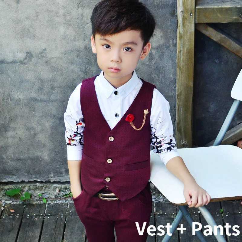 Boy Dot Top Ring Bearer Waistcoat Clothes Sets Kids Formal Suits Child Long Sleeve Shirt Vest Trousers Toddler Wedding Outfits Z250811