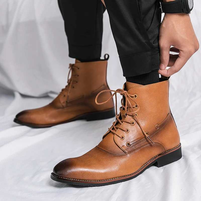 Italian Style Chelsea Boots Mens Mid Calf Dress Shoes Business Formal Ankle Boots Male Winter Spring Split Leather Casual Shoes W250811