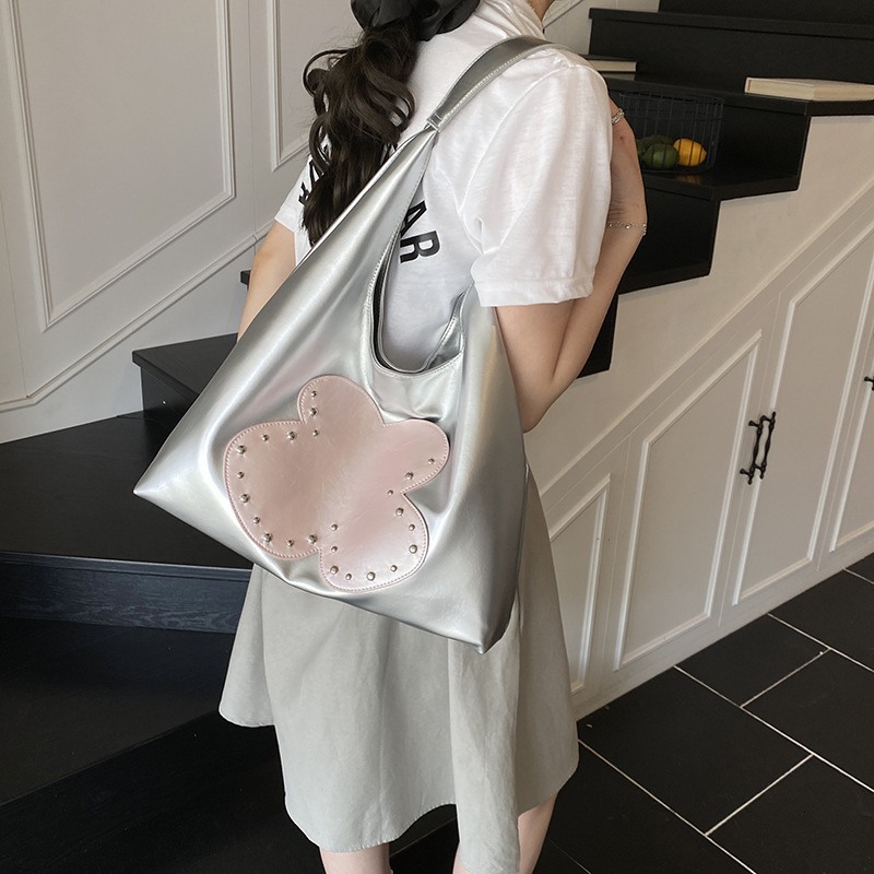 High-End Color-Block Floral Large Capacity Tote 2025 New Trendy Korean Version Underarm Versatile Shoulder Bag ddmymoon
