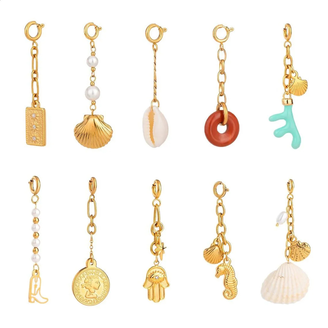 18K gold-plated DIY ocean themed enamel pearl necklace accessories pendant for womens jewelry making supplies 250807