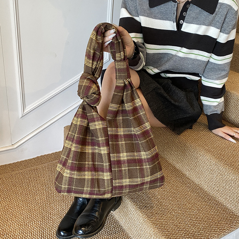 Large Capacity Plaid Crossbody Tote Simple Handbag for Women 2025 Autumn Winter Fashion Commuter Shoulder Bag ddmymoon