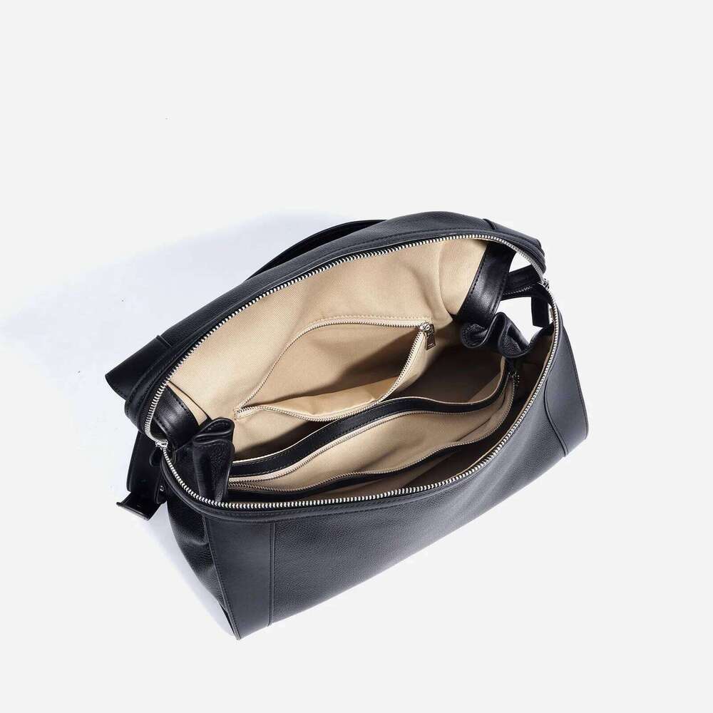 New high-end head-layer cowhide crossbody bag double zipper design buckle strap texture solid color commuter shoulder