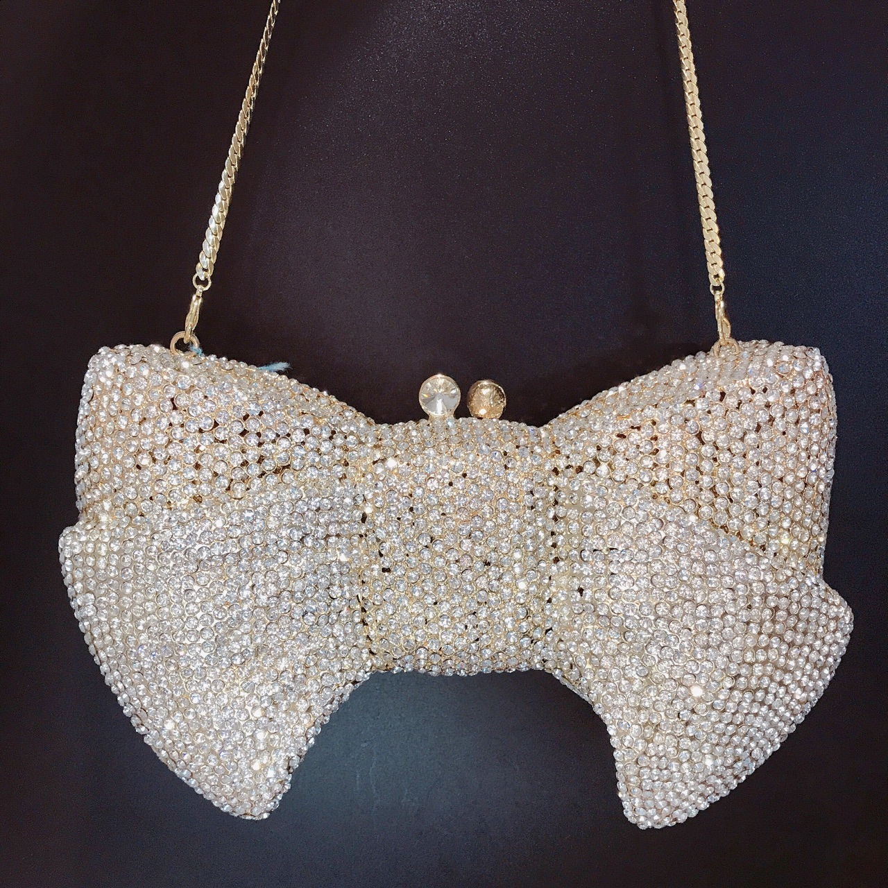 Pink red gold silver blue bow shaped womens crystal handbags and wallets party bride metal evening wallets womens diamond clutch bags 250311