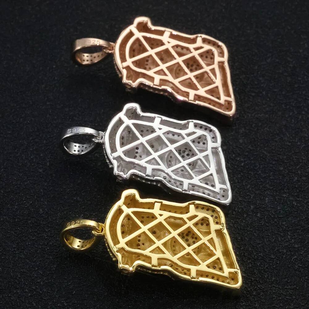 ICEBLING Hip Hop Jewelry Iced Out Moissanite Jesus Head Pendant Pass Diamond Test Rose Gold Plated 925 Silver Charm Necklace