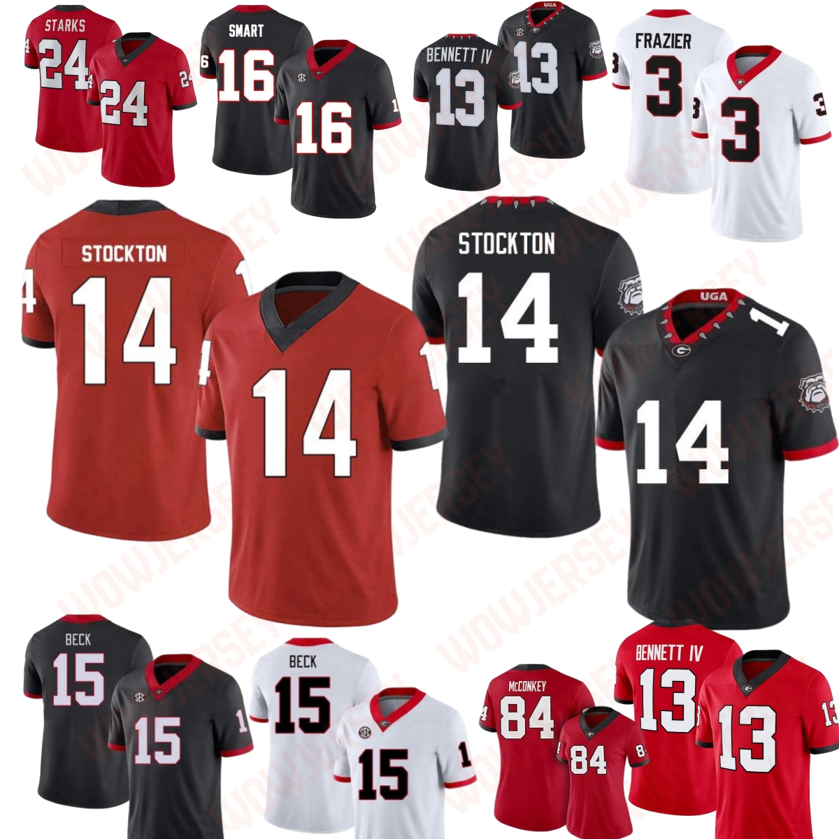 Georgia Gunner Stockton Football Jersey Carson Beck Trevor Etienne Nate Frazier Malaki Starks Dan Jackson Oscar Delp Arian Smith Jalon Walker Brock Bowers Smart
