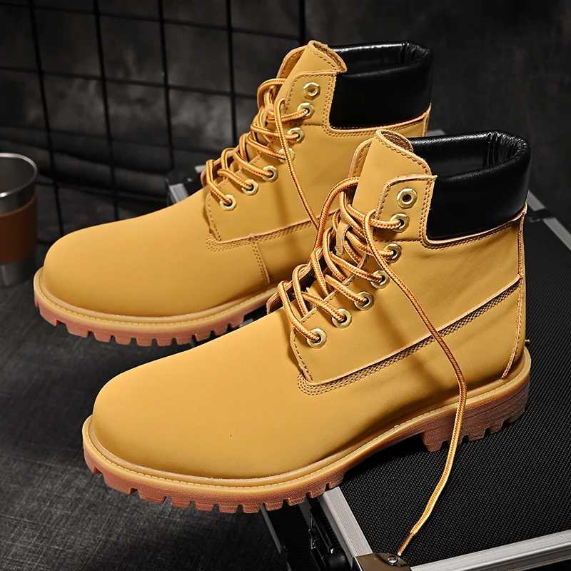 Brown Boot Security Boots Men Genuine Leather Mens Motorcycle Boots Military Shoes Work and Safety Shoes Booties Men Mens Shoes W250811