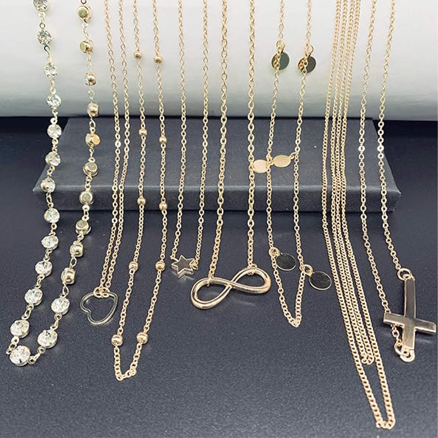 8Pcs Sexy Body Chain Belly Waist Chain Necklace Summer Beach Bikini Bra Body Jewelry for Women Gold Tone