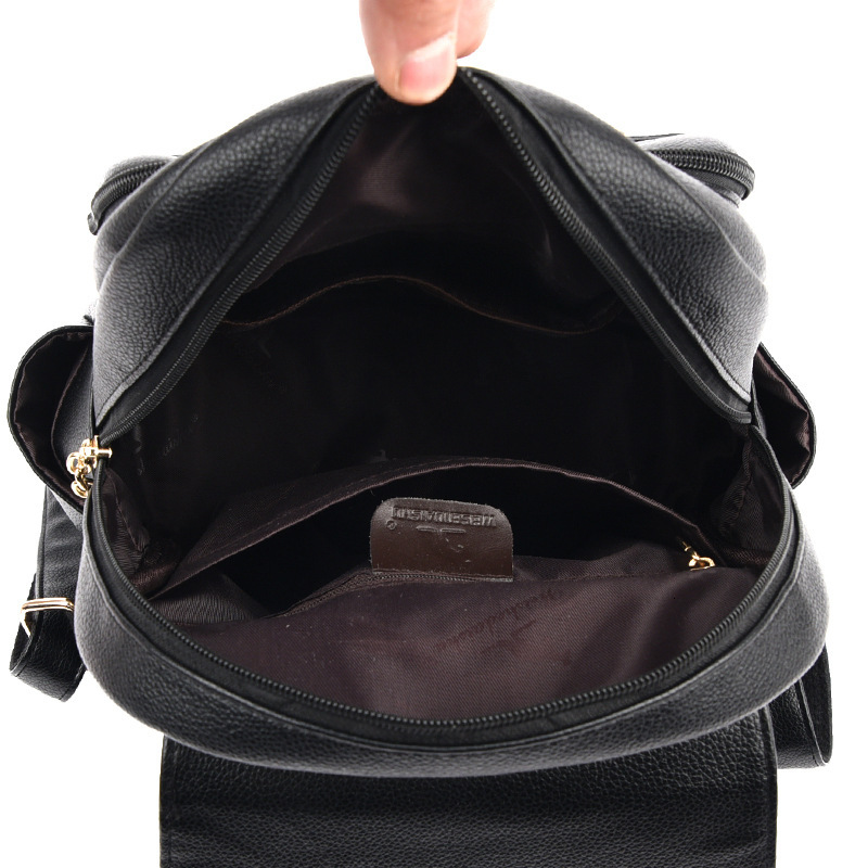 Soft Leather Double Shoulder Women's 2025 New Simple Versatile Large Capacity Commuting Outdoor Travel Student Backpack ddmymoon