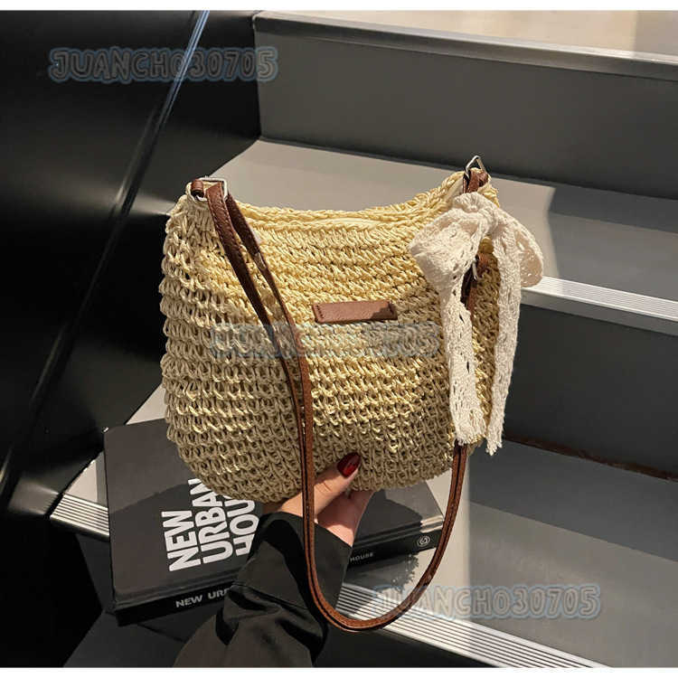 Crossbody Woven Straw Bag for Women Large Capacity 2025 New Summer Versatile Bucket Bag Beach Vacation Beach Bag H250809