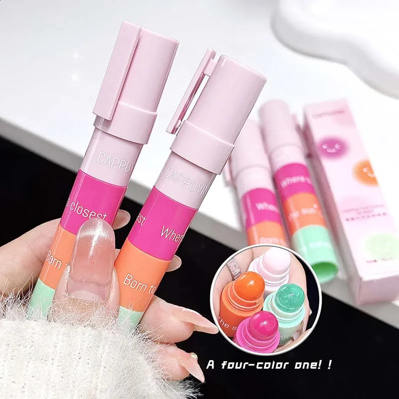 4 In 1 Color-changing Lip Balm Combo Kit Colorless Pink Orange Hydrating Lip Care -dryness Primer Lipstick Pen 250809