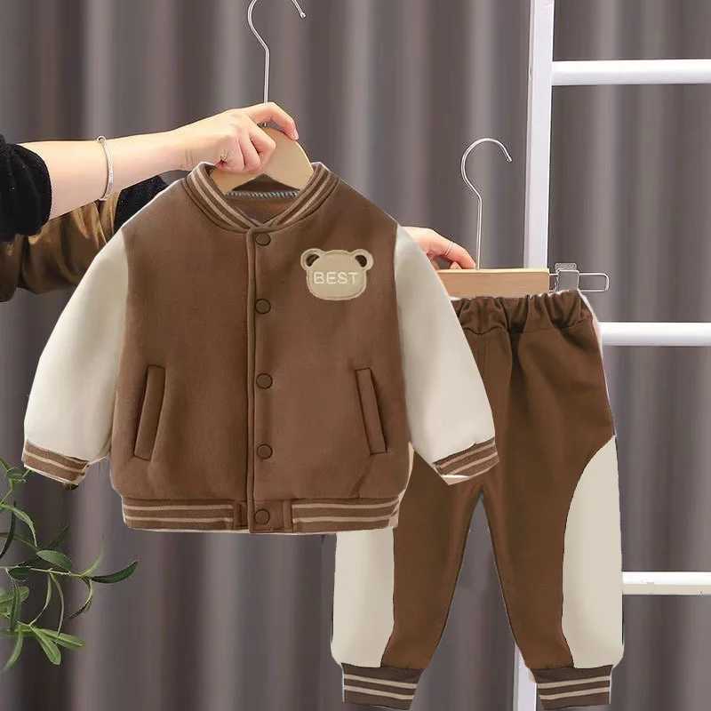 New Kids Baseball Sets Boys Girls Sports Casual Clothing Suit Bear Coat+Pants 2Pcs Tracksuit Spring Autumn Baby Outfits Z250811