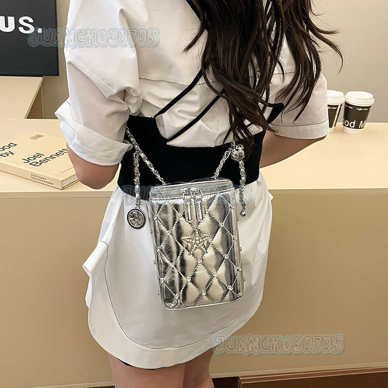 Quilted Embroidery Small Bag for Women 2025 New Trendy Summer Niche Chain Crossbody Phone Bag Small Square Bag H250809