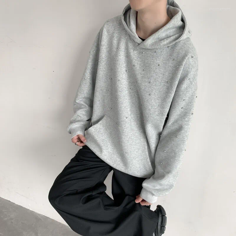 Men's Hoodies Heavy Du Street Sle Hoodie With Oulder Pads For Men Sparkling Rhinestone Design Spring Autumn Ex High Quali Coupl...