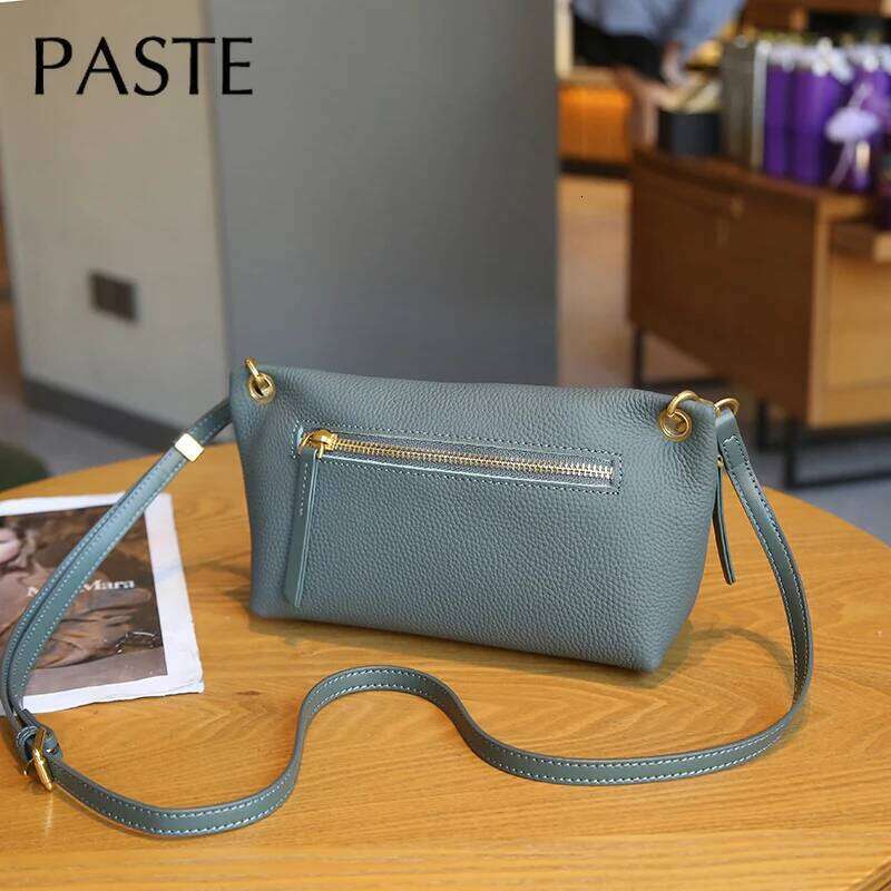 Female Genuine Leather Shoulder Bags Beige Black Color Full Cow Crossbody Functional Mobile Phone Bag Purse Small