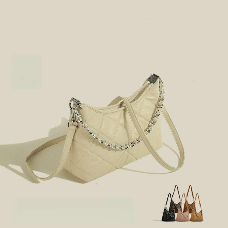 DHessentials 2025 Trendy Chain Strap Shoulder Bag - Fashionable PU Crescent Underarm Purse for Women, Versatile Crossbody Bag (27x19cm, 340g)