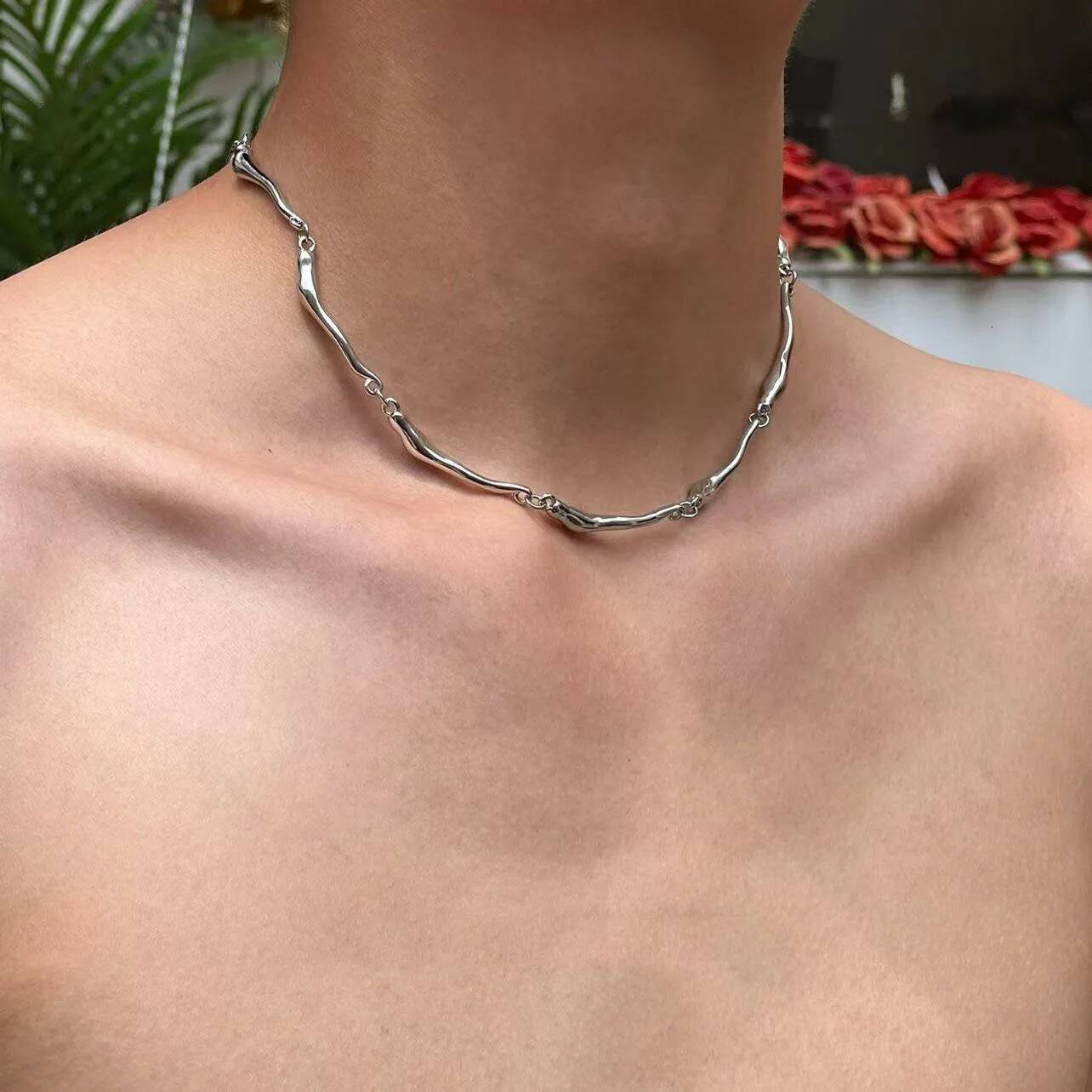 New Irregular Wave Shape Advanced Sense Stainless Steel Figaro Cuban Chain Necklace For Men Women Jewelry