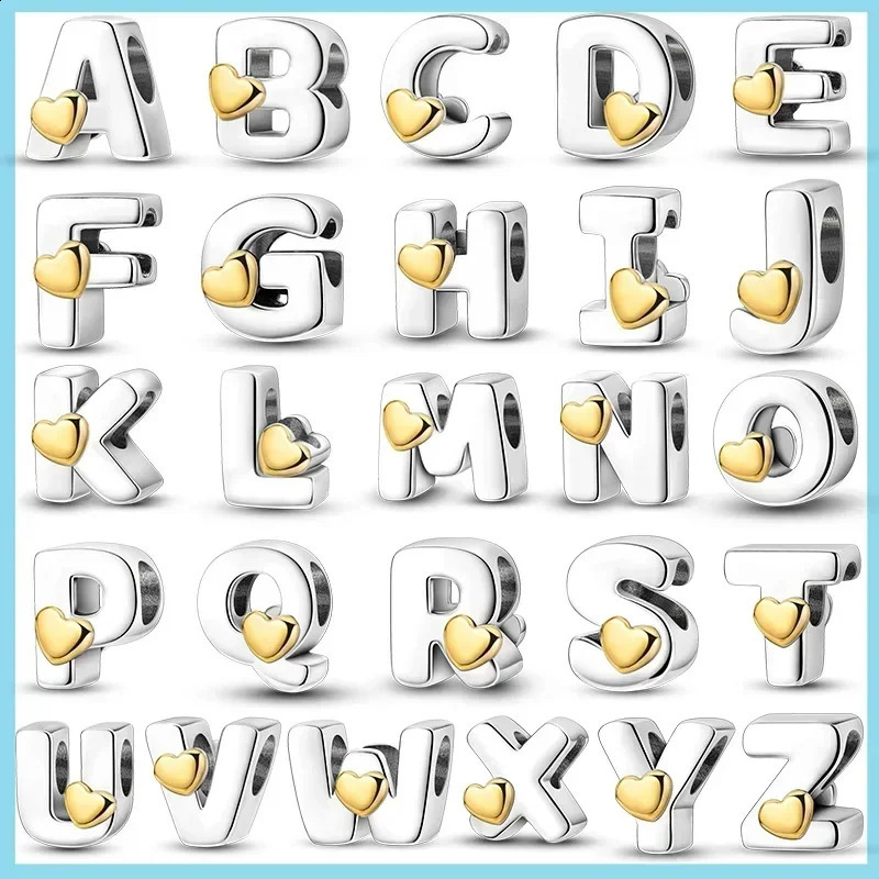 925 Silver 26 Letter A-Z Alphabet Beads Charm Fit Original Necklace Bracelet Bangle Accessories DIY Jewelry For Women 250807