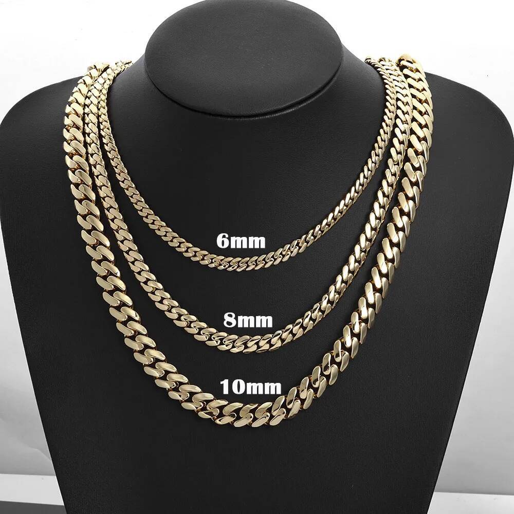 Hip-Hop Style 6/8/10MM Exquisite Monaco Necklace 14K Gold-Plated Thick 925 Silver Cuba Chain VVS Iced Jewelry Mens Necklace