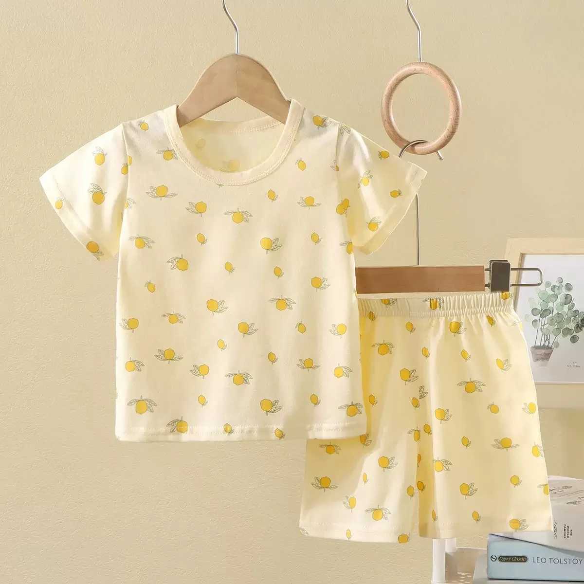 1Set Summer Boy Girl Cotton Leisure Set Children Short Sleeve Shorts Set Kid Print Clothes Baby Tee+Short Pant Suit Z250811