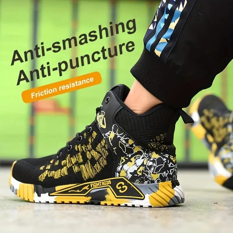 High Top Safety Shoes Men Work Shoes Men Women Work Safety Boots Mens Work Shoes Fashion Security Protective Boots 250805