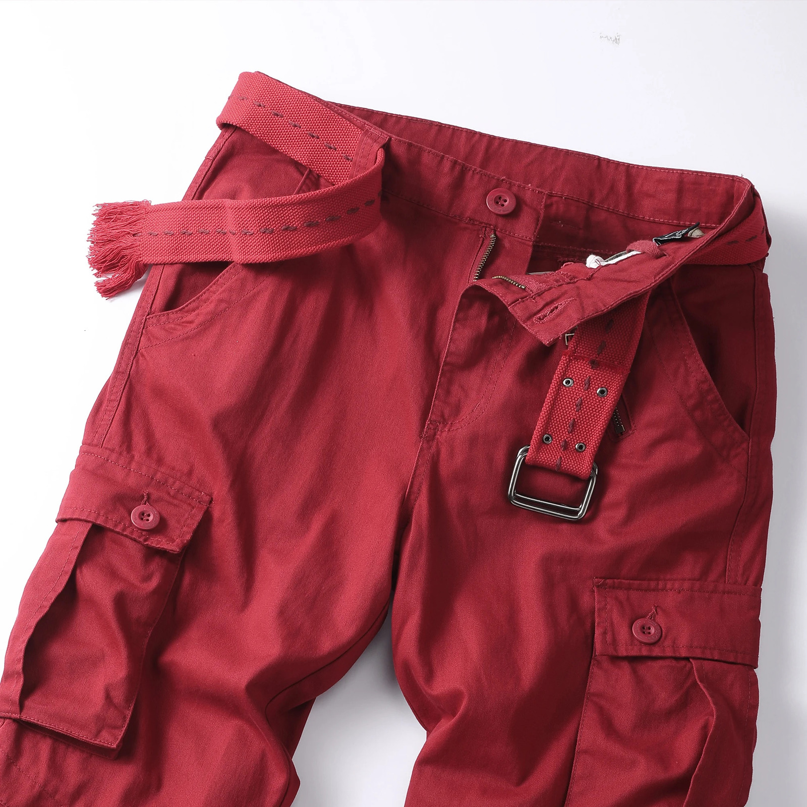 Mens Comfortable Cotton Cargo Pants | Versatile Beltless n with Secure Zip Fly 8 Storage Pockets Ideal for Casual 250809