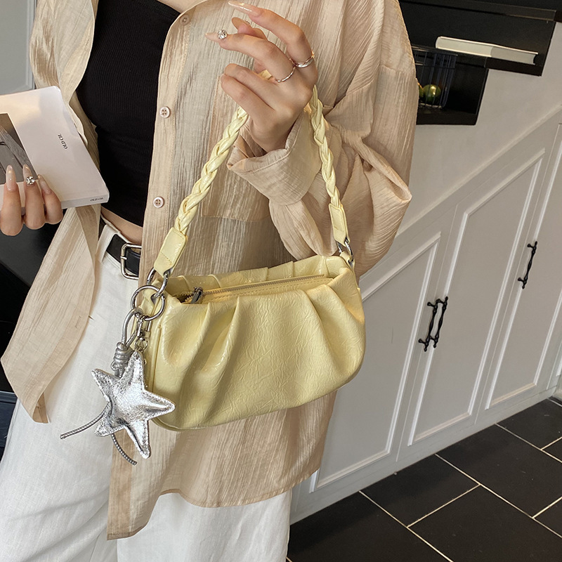 Pleated Cloud Underarm Fashion Versatile Single Shoulder Crossbody 2025 Summer New Women's Niche Handheld Small Square Bag ddmymoon